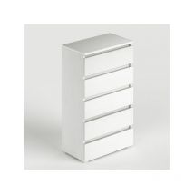 Pidema - Cassettiera bianco frassinato con 5 cassetti in legno