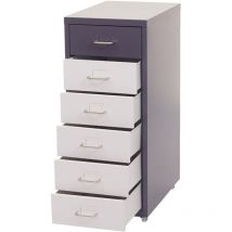 Cassettiera classificatore ufficio mobile Boston T851 ruote 6 cassetti 69x28x41cm grigio scuro cassetti bianco e grigio