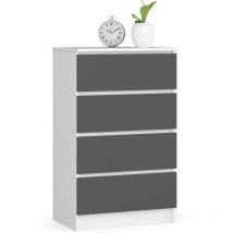 Akord - Cassettiera K60 Cassettiera Bianca 60 cm 4 cassetti inserto frontale Grigio Grafite 60x40x99 cm
