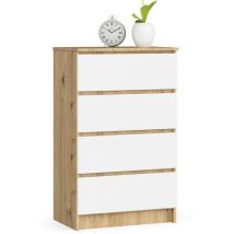Akord - Cassettiera K60 Cassettiera Quercia Artisan 60 cm 4 cassetti inserto frontale Bianco 60x40x99 cm