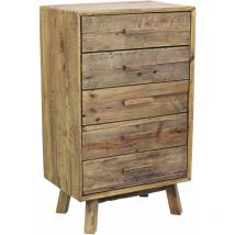 Homeness - Cassettiera con 5 cassetti in legno di pino 60x40xH100 cm wood