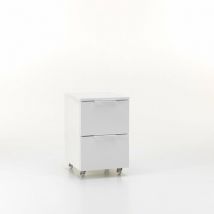 Cassettiera con Ruote 2 Cassetti 35x38x57 cm in Legno tft Kato Bianco Opaco