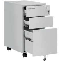 Stakmann - Cassettiera da Ufficio Mobiletto per Documenti Serratura e Asta Schedario Grigio