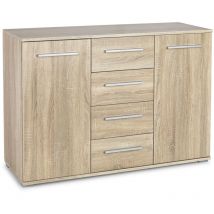 Arredamento1 - Cassettiera Houston A103, Sonoma quercia, Con cassetti e ante, Numero di cassetti: 0, 82x116x41cm
