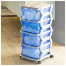 Cassettiera Impilabile con Ruote Insieme 4 Cassetti Bama CM 36x40x80h Argento