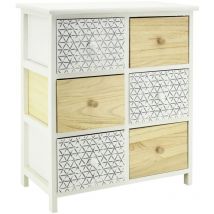 Aubry Gaspard - Cassettiera in legno tinto bianco e naturale 6 cassetti