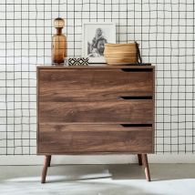 Cassettiera effetto legno di noce, 3 cassetti
