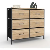Idmarket - Cassettiera in tessuto a 6 cassetti utah 80 cm mobile contenitore di design industriale