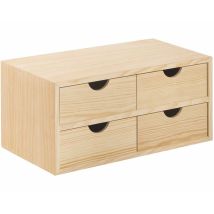 Astigarraga - Cassettiera in legno Massello Natural Verniciabile 4 Cassetti – misure 40x20x18 cm