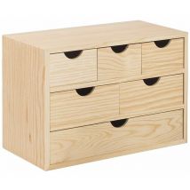 Cassettiera in legno con 6 cassetti 40x20xh28 cm - BLOC3X2X1