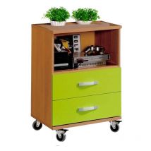 Cassettiera per bambini con ruote 55x78 cm in colore ciliegio con pistacchio, tavolo per bambini