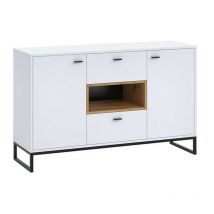 Usinestreet - Cassettiera Providence J104, Bianco + Rovere Artisan, Con cassetti e ante, Numero di cassetti: 0, 84x135x40cm