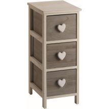 Cassettiera Slim In Legno Con 3 Cassetti E Pomolo A Forma Di Cuore 32 X 63 Centimetri