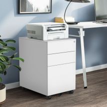 Office24 - Meuble de bureau blanc avec roulettes et serrure Rolly