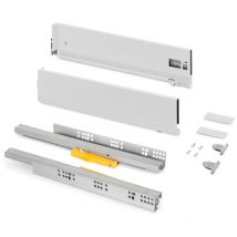 Cassetto Vertex Push Sincro con regolazione 3D, altezza 131mm , 40kg, profondità 400mm, Acciaio, Verniciato bianco - Emuca
