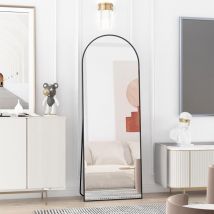 162 x 53 cm Miroir sur Toute la Longueur, Cadre en alliage d'aluminium Miroir sur Pied, Miroir sur Pied Lisse arqué, Grand Miroir Mural pour Chambre