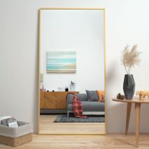 Cassilando - 165 x 60 cm Miroir pleine longueur, miroir au sol, Cadre en alliage d'aluminium miroir sur pied, contre le mur pour chambre à coucher,