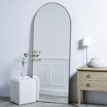 163 x 54 cm Miroir sur Toute la Longueur, cadre en bois Miroir sur Pied, Miroir sur Pied Lisse arqué, Grand Miroir Mural pour Chambre à Coucher,