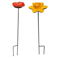 Selections - Cast Iron Daffodil & Poppy Bird Feeder Flower Dish Set