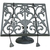 Cast Iron Floral Cookbook Stand in Grey