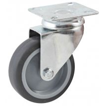 AVL - Ruota girevole con base rettangolare ruota in gomma ø 75 mm - foro liscio - portata 70 kg - 552831L