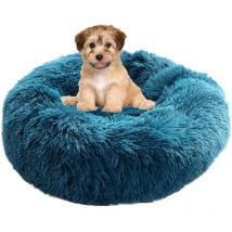 Cat Bed Round Dog Bed Fluffy Pet Bed Cushion Soft and Comfortable, Warm, Waterproof, Non-slip and Washable Dog Beds Suitable for Cats, Dogs Dark blue