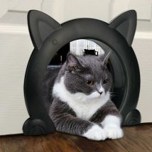 Muff - Cat Flap for Hides Litter Box and Cat Food,ABS Plastic Cat Corridor Interior Pet Door 22.5cm27cm5.5cm Black