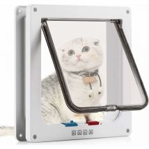 KZQ - Ahlsen Cat flap with 4-way magnet, pet door for cats and small dogs, cat door with tunnel (M-19.7 x 19 x 5.5 cm, white)