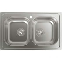 Cata - b 2 ag Lavandino Cucina 50x79 cm 2 Vasche Quadrate con Raggio di 1 cm, Spessore di 0,07 cm e Profondità di 20 cm Materiale Installazione in