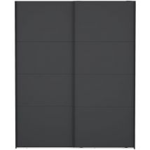 Catania Kleiderschrank 221x179x65cm, 2 Schiebetüren matt schwarz.