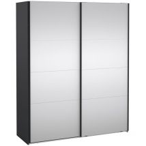 Catania Schiebetürenschrank 2 Türen mit Spiegel 180x220cm matt grau.