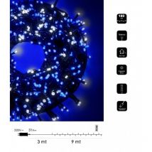 Catena di luci bicolore Natale 180 led serie luminosa natalizie cavo verde albero feste decorativa luce bianco rosso blu calda Bianco- Blu