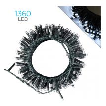 Catena di luci da 1360 led bianchi con cavo verde e trasformatore 36V - ideale per decorazioni interne ed esterne