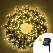 Catena di luci 14 metri da 200 Led Bianco Caldo con pannello solare con cavo verde Wisdom