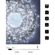 Catena di luci Natale 300 led cavo trasparente serie luminosa natalizie per esterno interno albero feste decorativa Bianco freddo