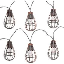 Catena luminosa a led solare per esterno lampada solare decorazione da giardino stile retrò, metallo ruggine, led bianco caldo, l 200 cm, set di 2