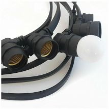 CATENA stagna gomma Nera STRINGA 2 metri 8 attacchi e27 luce LED IMPERMEABILE IP67