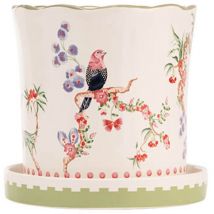 Cath Kidston – Spring Birds Plant Pot With Tray – 14.5cm Height, 15.1cm Width, 15.1cm Length – 1.2 kg Weight