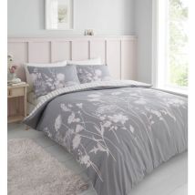 Bedding Meadowsweet - Set copripiumino singolo con federe, motivo floreale, colore: rosa e grigio - Catherine Lansfield