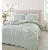 Catherine Lansfield - Meadowsweet Floral Set Copripiumino, Poliestere Cotone, Verde, Doppio