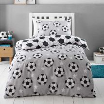 Catherine Lansfield - Childrens Brushed Football Stars Double Duvet Set Grey