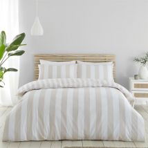 Catherine Lansfield Cove Stripe Natural Duvet Cover Set King Bedding Set