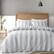 Cove Stripe Silver Duvet Cover Set Single Bedding Set - Catherine Lansfield
