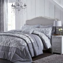 Bianca - Catherine Lansfield Damask Jacquard King Duvet Set, Silver