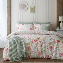 Catherine Lansfield - Ella Poppy Cream Duvet Cover Set King Bedding Set