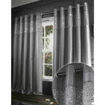 Bianca - Catherine Lansfield Glitzy Eyelet Curtains, 66x72-Inch, Grey