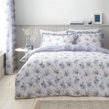 Catherine Lansfield Lucie Floral Frill Blue Duvet Cover Set Single Bedding Set