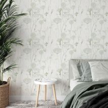Catherine Lansfield - Meadowsweet Floral Sagewallpaper Wall Paper Rolls