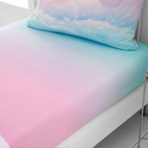 Catherine Lansfield - Ombre Rainbow Clouds Easy Care 10 Inch Deep Fitted Sheet, Pastel, Double