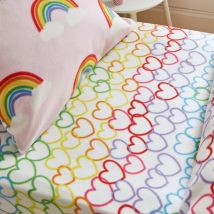 Rainbow Hearts Cosy - Lenzuolo con angoli per letto matrimoniale, in pile, colore: - Catherine Lansfield